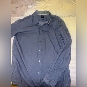 Hugo Boss Navy Patterned Button Down Shirt